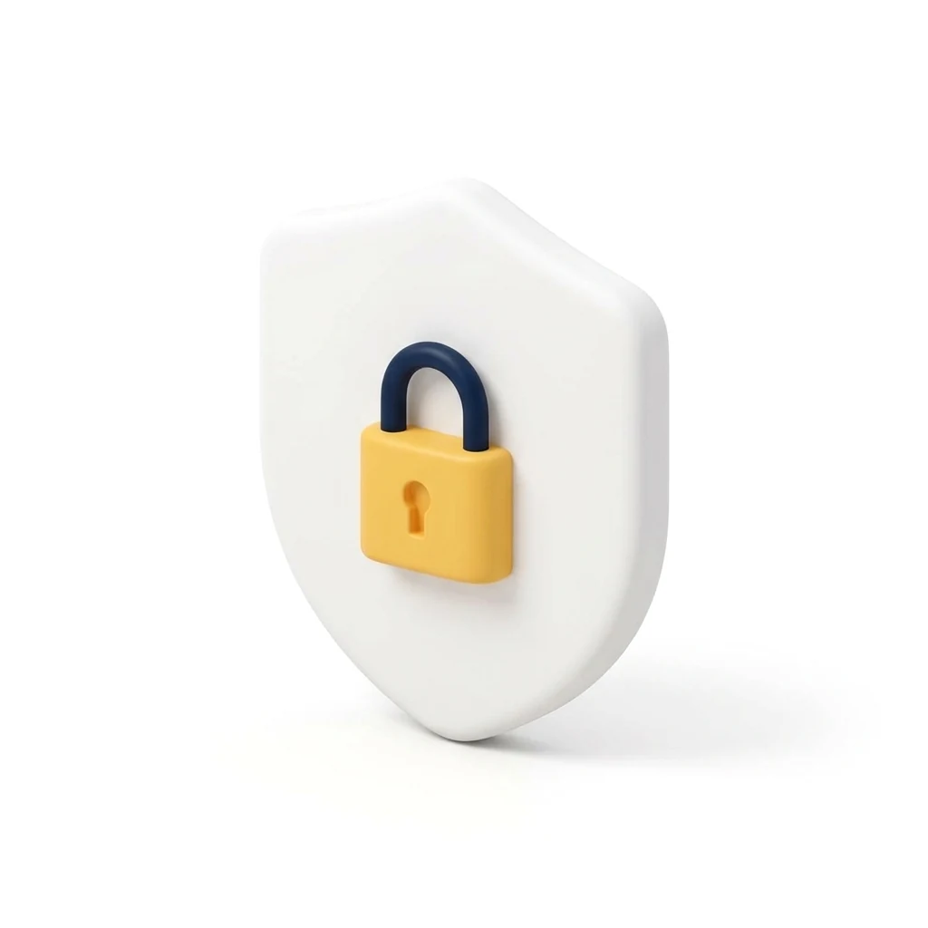 A soft 3D illustration of a shield, representing Lighthouse's read-only, security-first approach to your data warehouse.